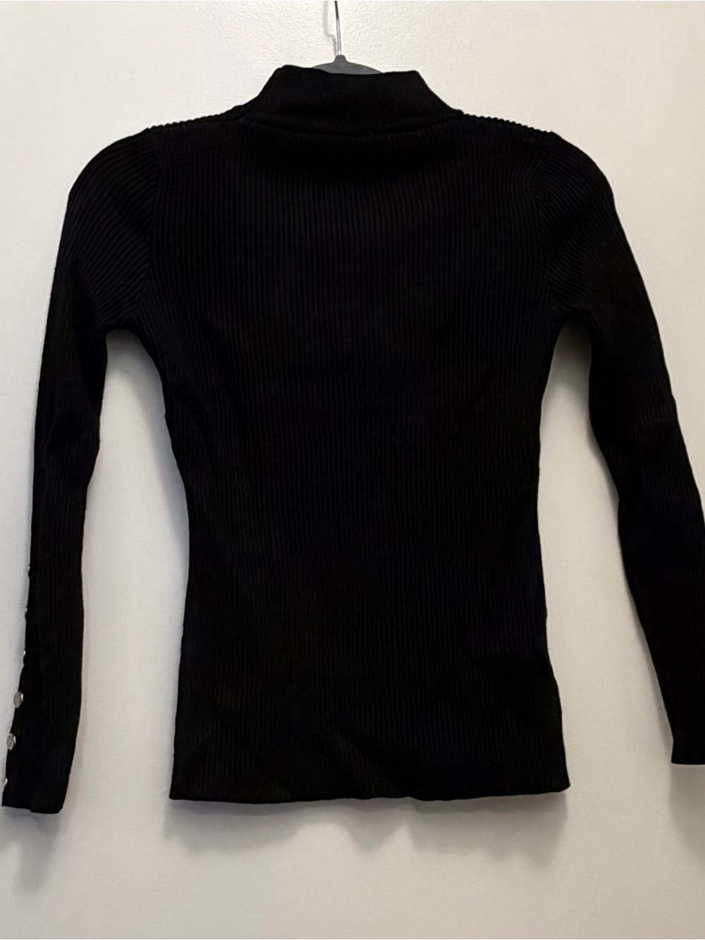 Black Ribbed Long-Sleeve mock neck Top